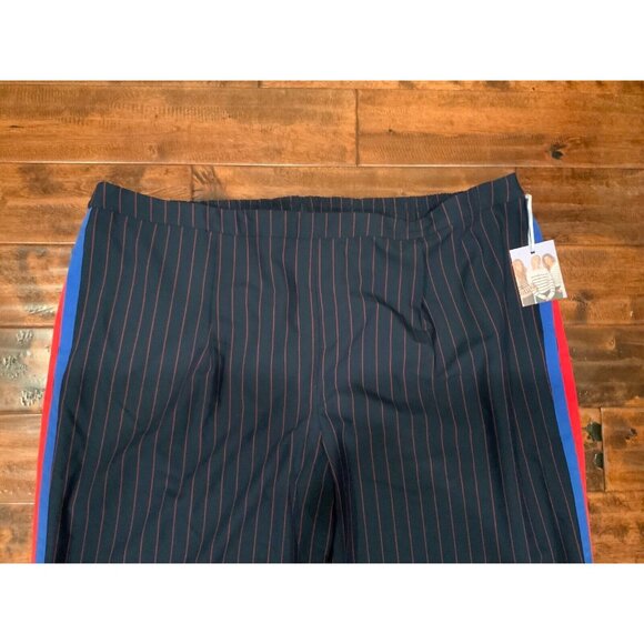 La Ligne X Target Wide-Leg Pants Size 4X Blue Red Pinstripe Elastic Waist NWT - Picture 3 of 7